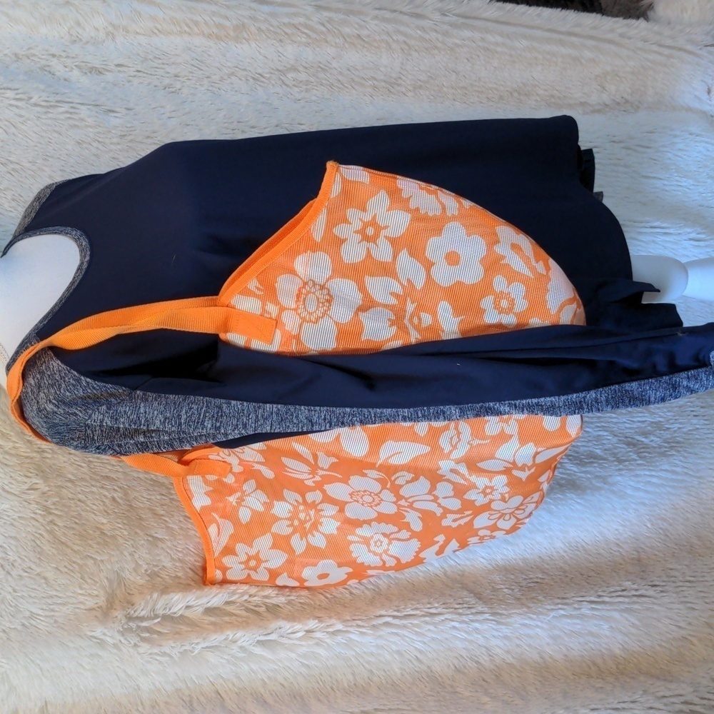 BEACH BAG GROCERY BAG ORANGE FLORAL 100% POLYESTER